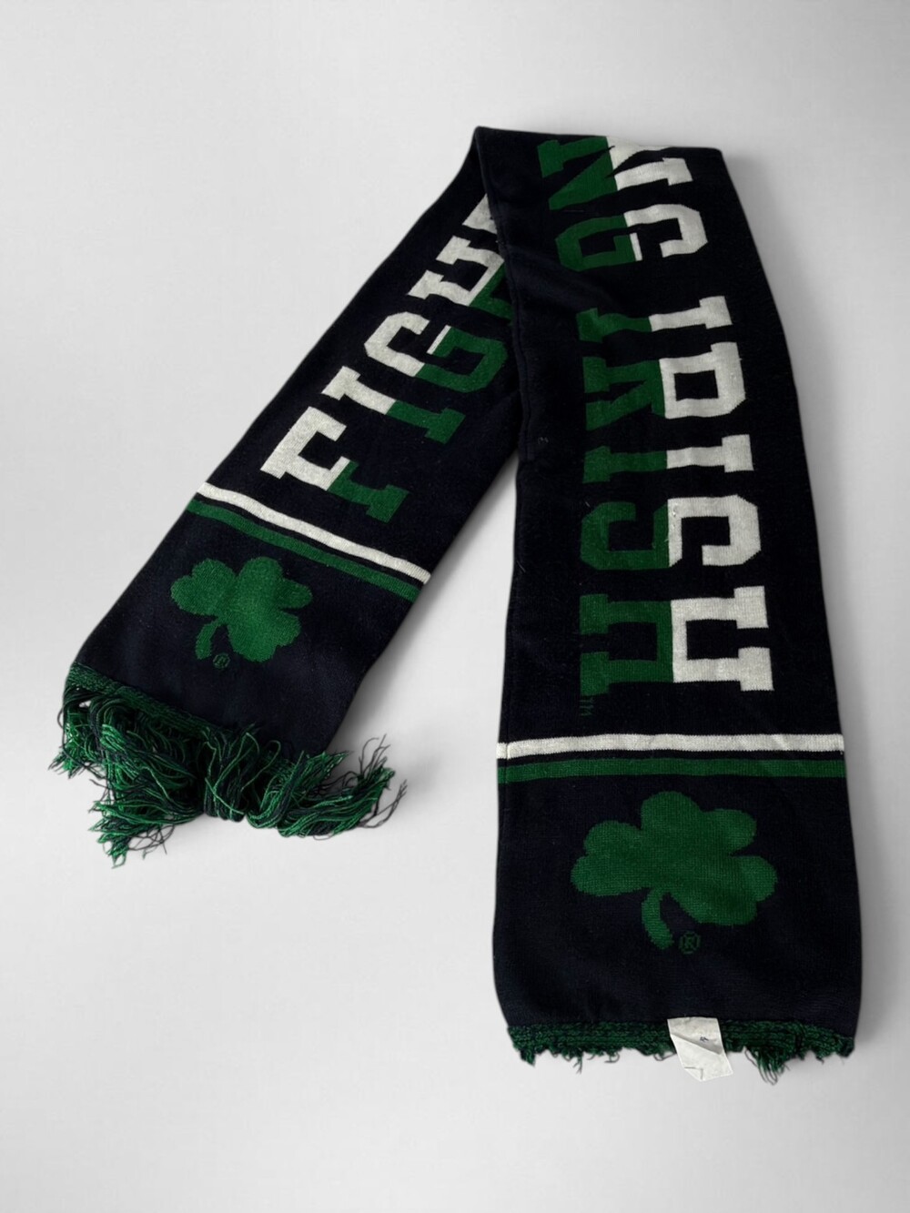 Notre Dame Fighting Irish LogoFit Scarf Navy Green Shamrock 52x7 Acrylic